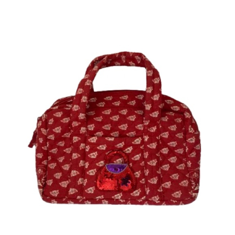 Chic Red Patterned Cosmetic Bag